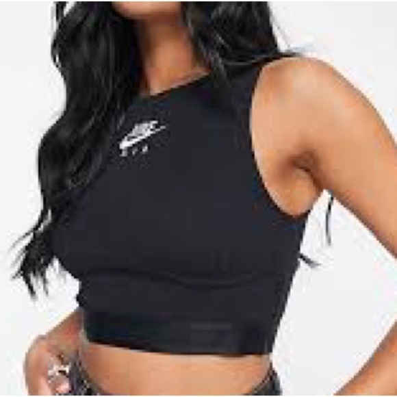 NIKE Women’s Black Ribbed Tank Logo Cropped size: Small - Picture 1 of 7